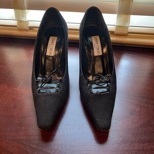 Jimmy Choo Black Heels with Elegant Bow Accent